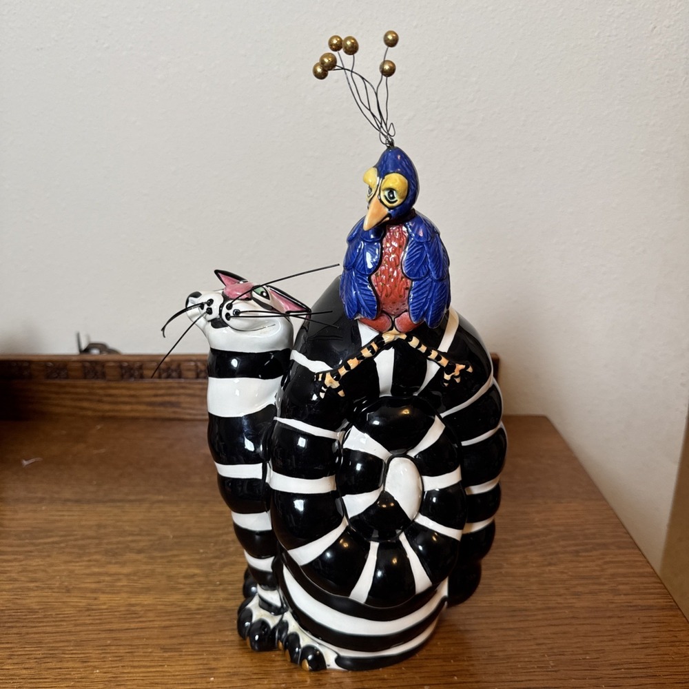 Clancy The Cat And Blanches Lynda Cornielle Peacock Candle Holder Signed